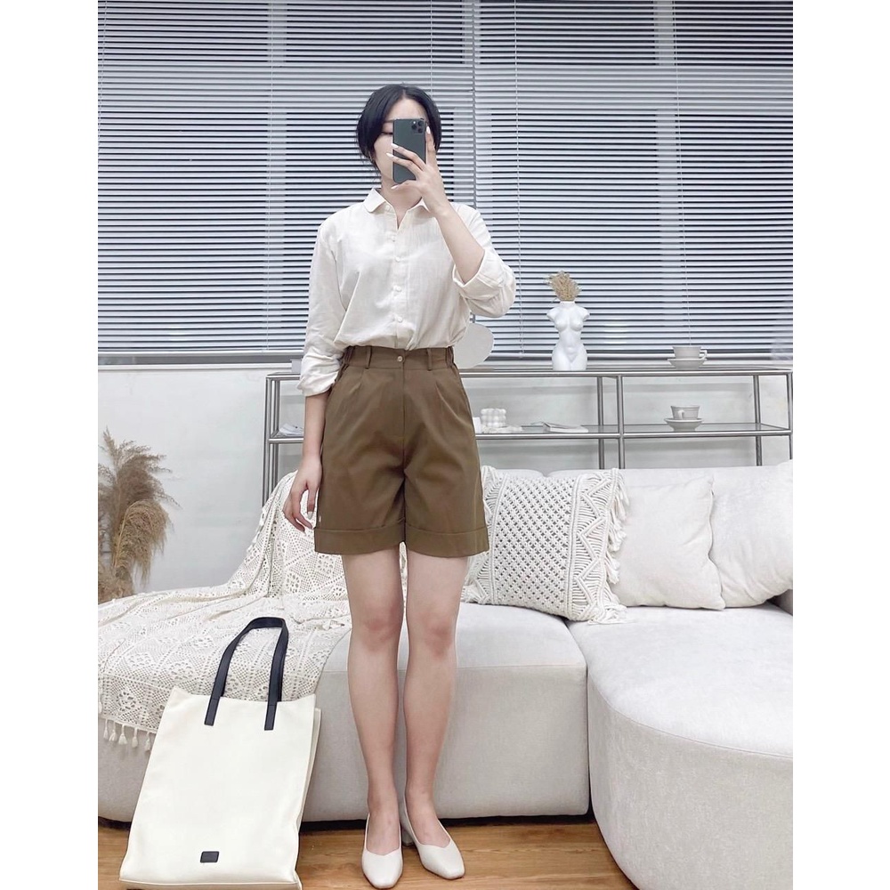 Quần Short Nữ Tokyokei Một Cúc Vải Kaki Cao Cấp Phong Cách Cá Tính TQH181