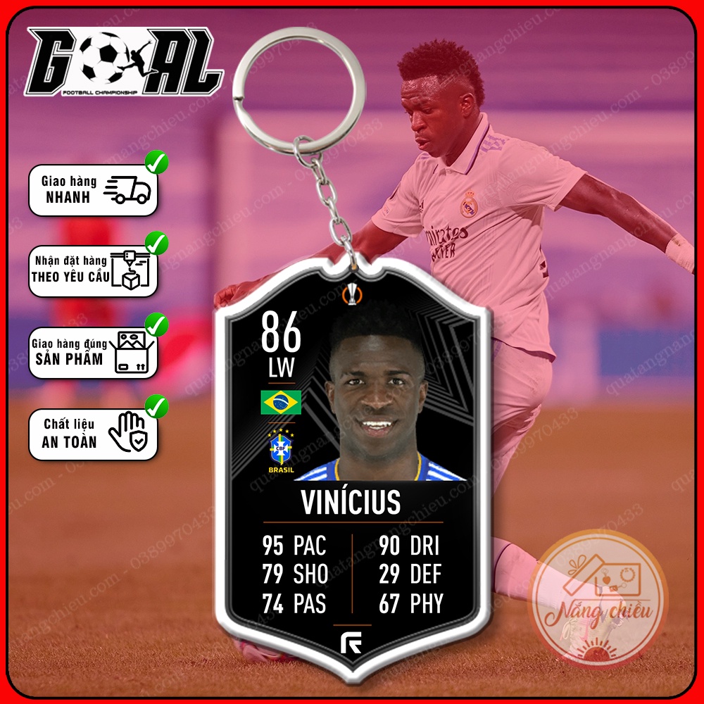 Móc khóa in hình Vinicius Juniors -Phụ kiện móc khóa treo balo gaming - cầu thủ được yêu thích nhất[8613-8624]