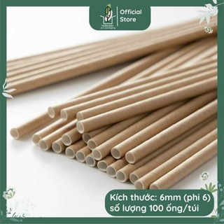 100 ỐNG HÚT GIẤY Kraft PHI 6 cm -  An toàn VSTP và thân thiện môi trường