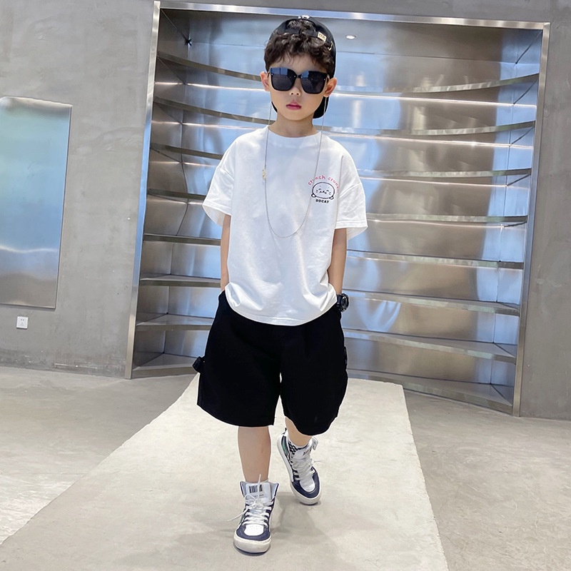 CATIMINI Áo Thun Tay Ngắn Dáng Rộng Thấm Hút Mồ Hôi Phong Cách Hàn Quốc Cho áo thun bé trai
