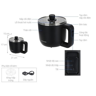 Nồi Điện Đa Năng- ca lẩu mini Lock&Lock EJP116BLK (0.8 Lít)