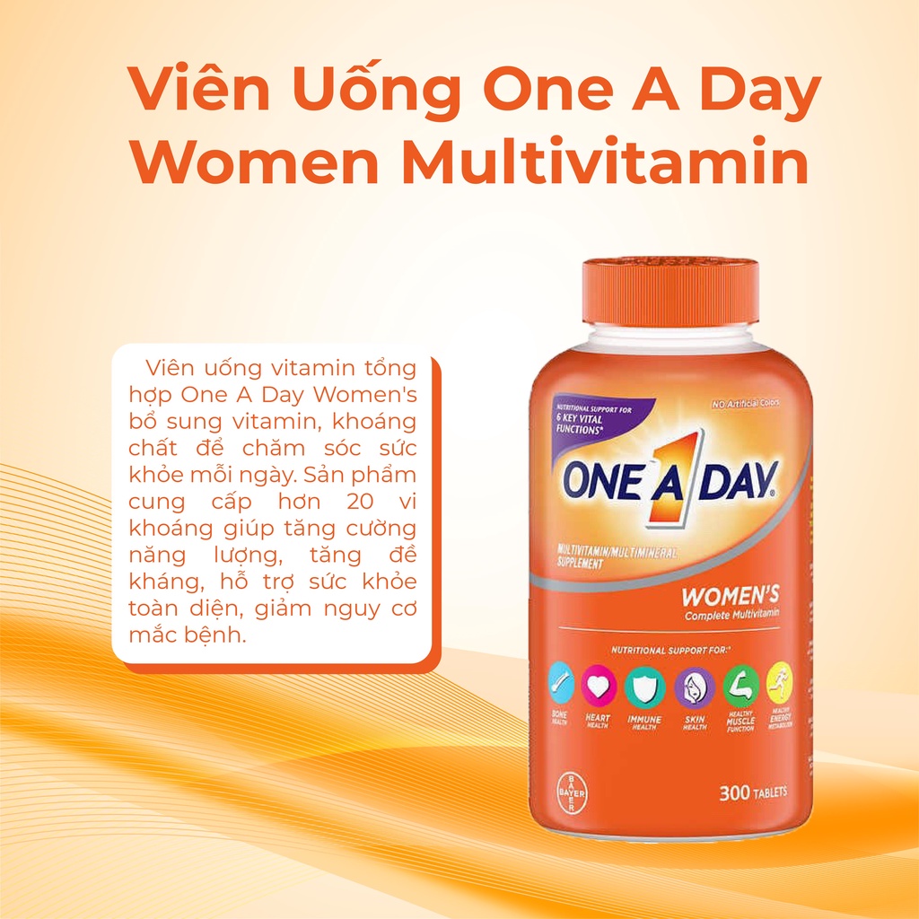 Viên uống bổ sung vitamin One a day women Kirkland Signature 300 viên của Mỹ, bổ sung dinh dưỡng cho phụ nữ