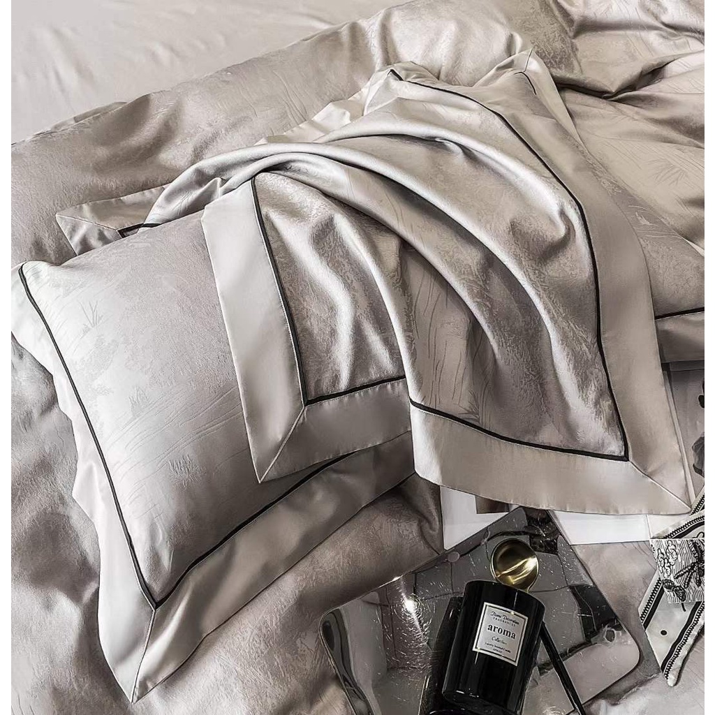 Set Lụa Sateen Jacquard 120S Vân Chìm Cao Cấp 4 món - LUXBED nhập khẩu phân phối