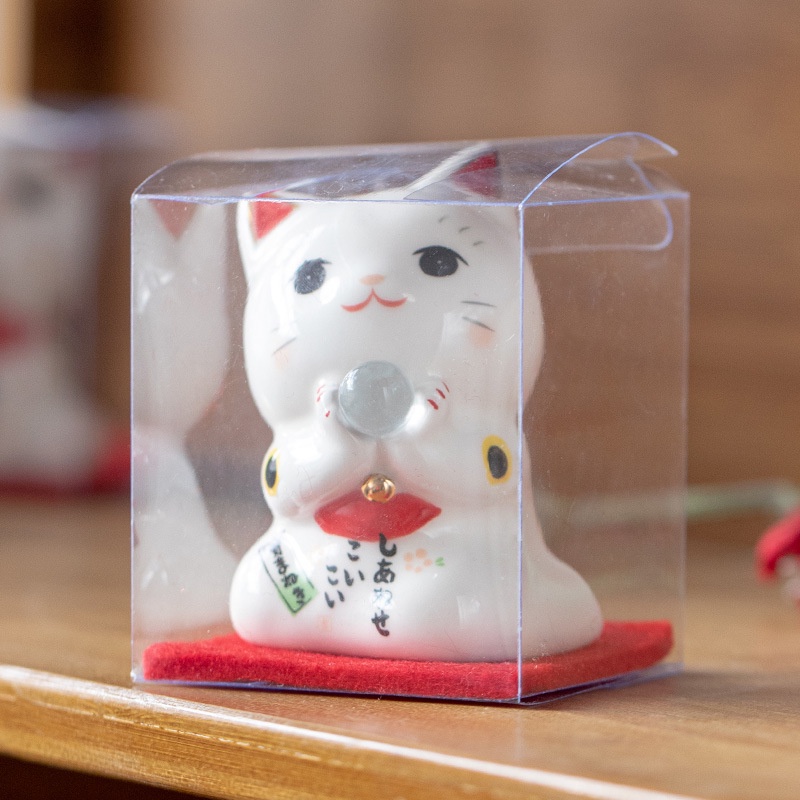 Mô hình mèo thần tài gốm sứ mini Ráp nhiều biểu cảm dễ thương, tài lộc may mắn bình an trang trí bàn học, làm việc, ô tô