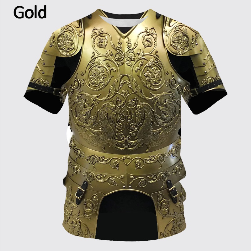 Áo Thun Tay Ngắn Cổ Tròn In Họa Tiết Áo Giáp Thời Trung Cổ 3D Vui Nhộn Thời Trang Cho Nam