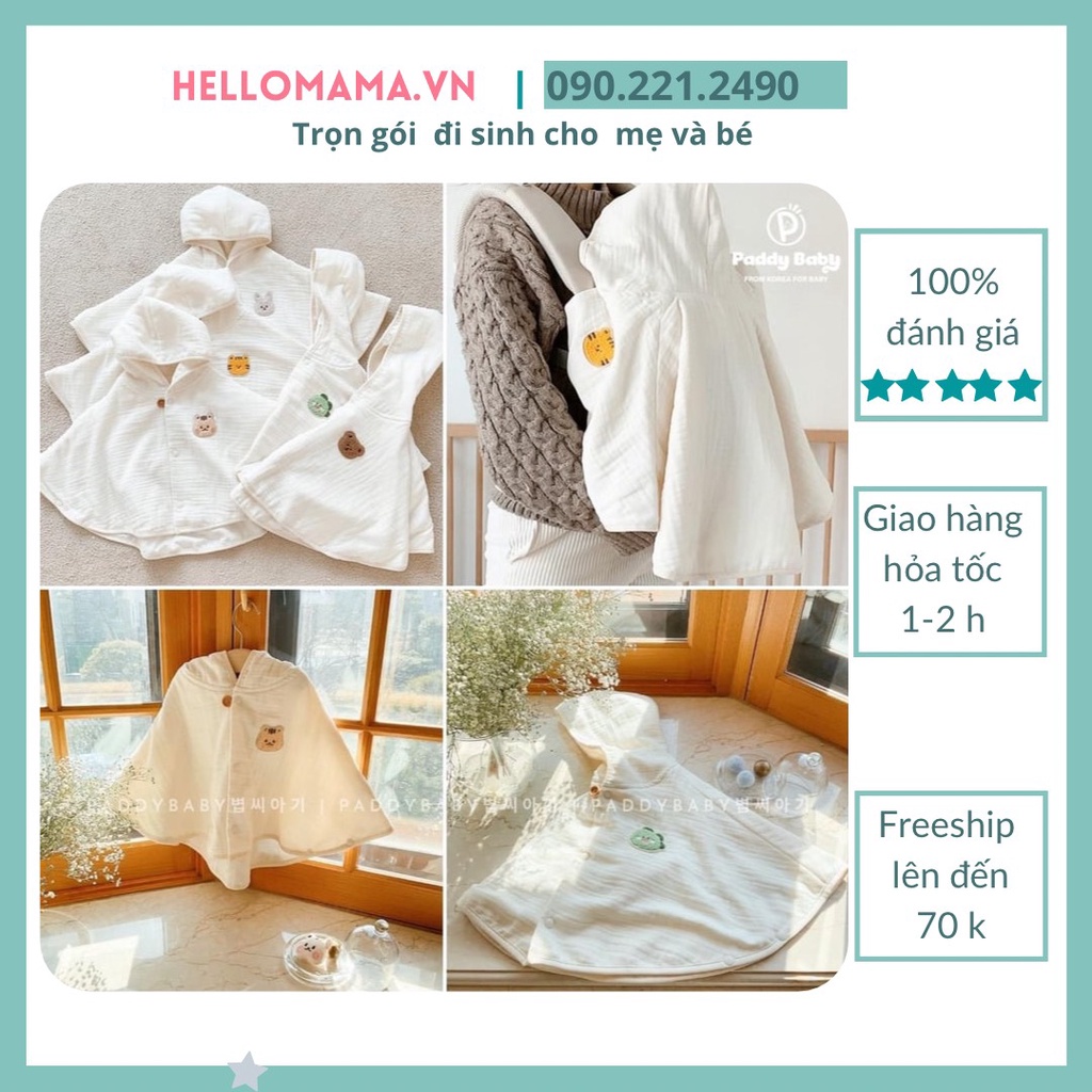 Áo choàng xô 2 lớp Hàn Quốc (chất xô mềm , thấm hút mồ hôi ,  thích hợp dùng che cho bé ra ngoài che nắng, giữ ấm)