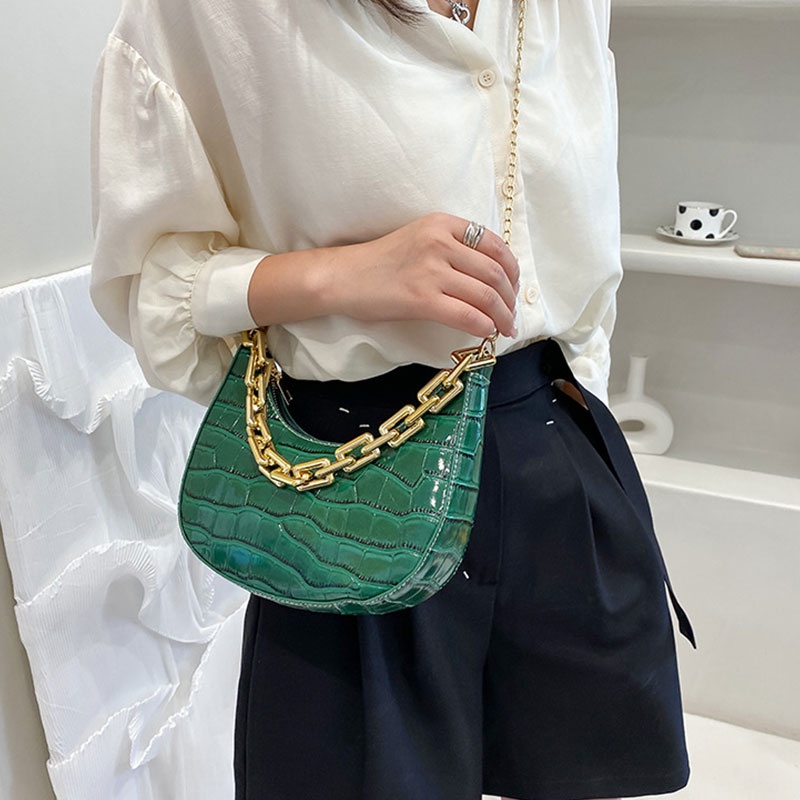 Mischa Túi đeo dưới cánh tay Da PU Màu Trơn Họa Tiết Vân Đá Phong Cách Hàn Quốc Thời Trang