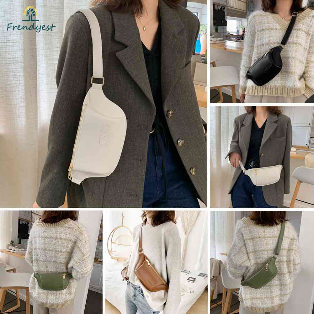 Túi Đeo Hông Bằng Da PU Màu Trơn Thời Trang Dành Cho Nữ