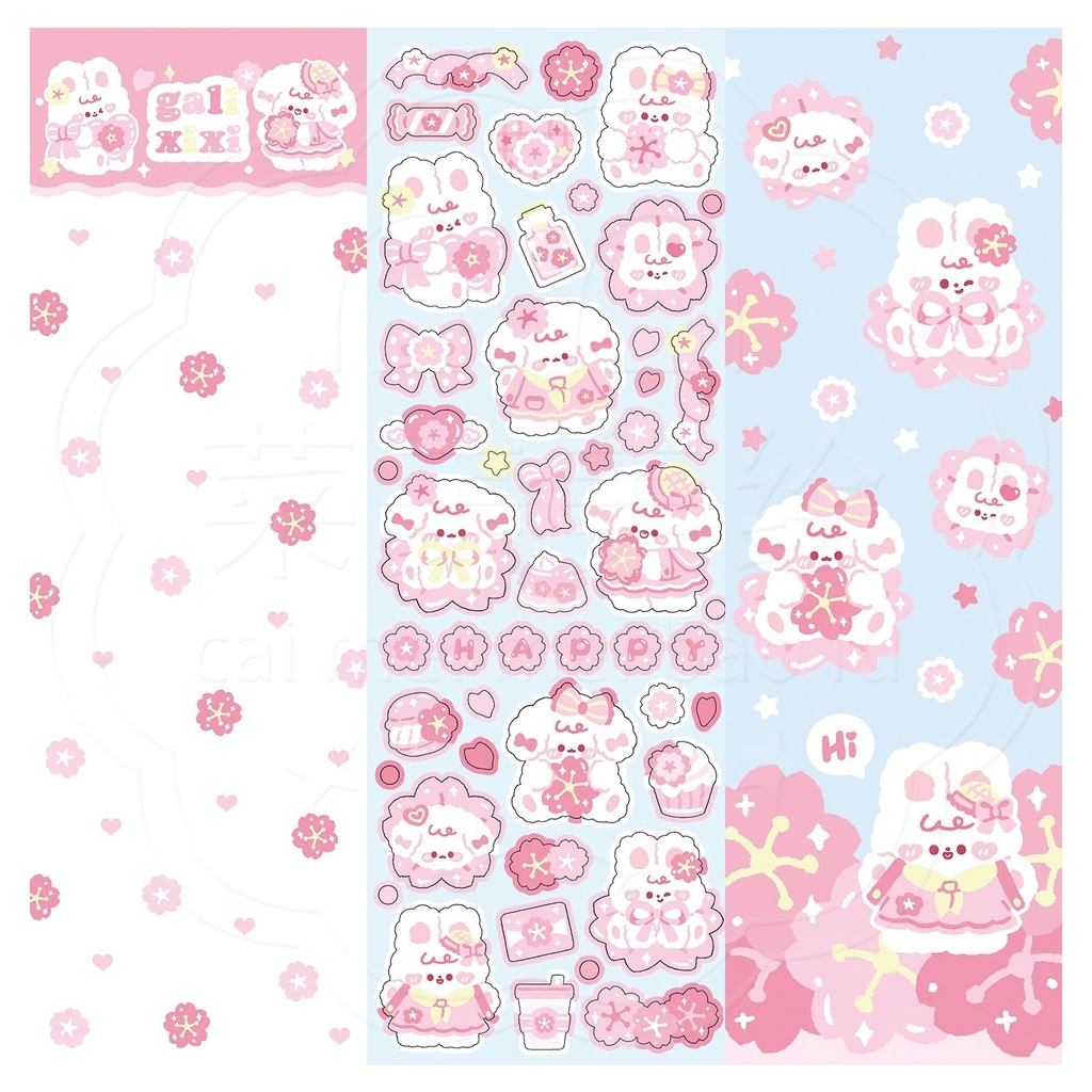 Galici Nhãn Dán Trang Trí Nội Thất Hình Thỏ Xoăn Chó Dễ Thương DIY