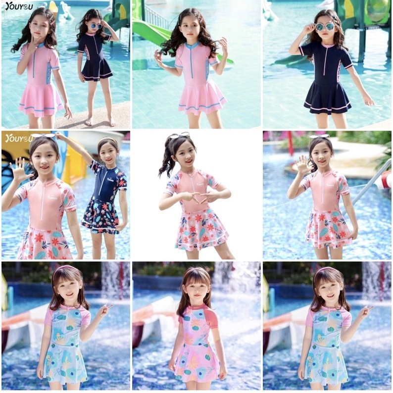 Đồ bơi trẻ em Cao Cấp size đại 10-45kg Kèm Mũ áo tắm đi biển, bikini cho bé gái 1 2 3 4 5 6 7 8 9 10 11 12 13 14 15 tuổi