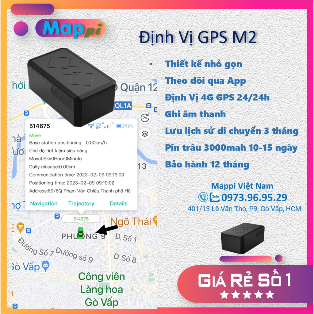 Định vị GPS không dây M2 Pin dùng 10-15 ngày,theo dõi qua App, nghe trực tiếp, lưu lịch sử di chuyển 3 tháng.