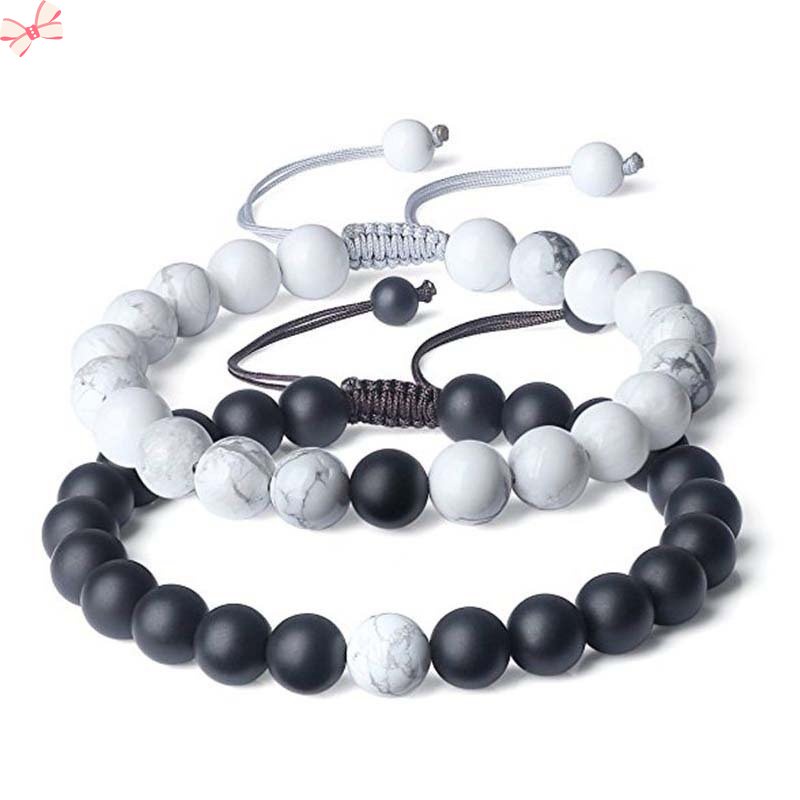 Set 2 Vòng Tay Đá Thật Có Thể Điều Chỉnh Khoảng Cách