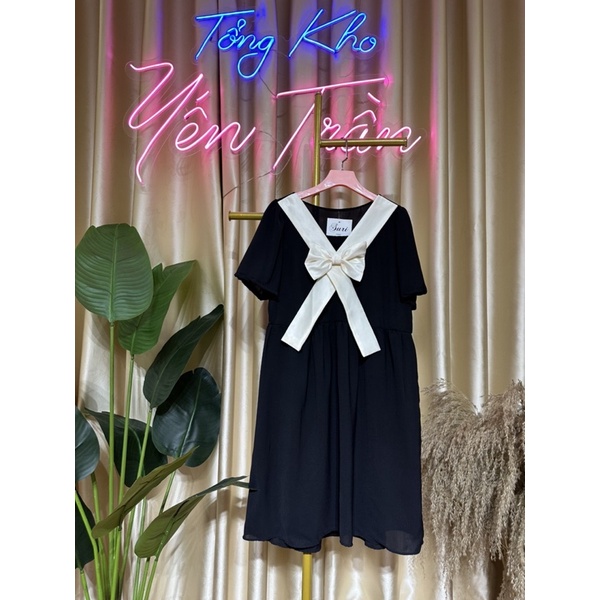 Váy Đũi V06- Đầm Baybedol Phối Nơ Cổ Sang Chảnh | BigBuy360 - bigbuy360.vn