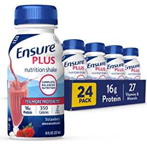 (Lốc 6 chai) Sữa Ensure Plus Hương vị dâu _Ensure Plus Nutrition Meal Replacement Shakes Strawberry (237ml) nhập khẩu Mỹ