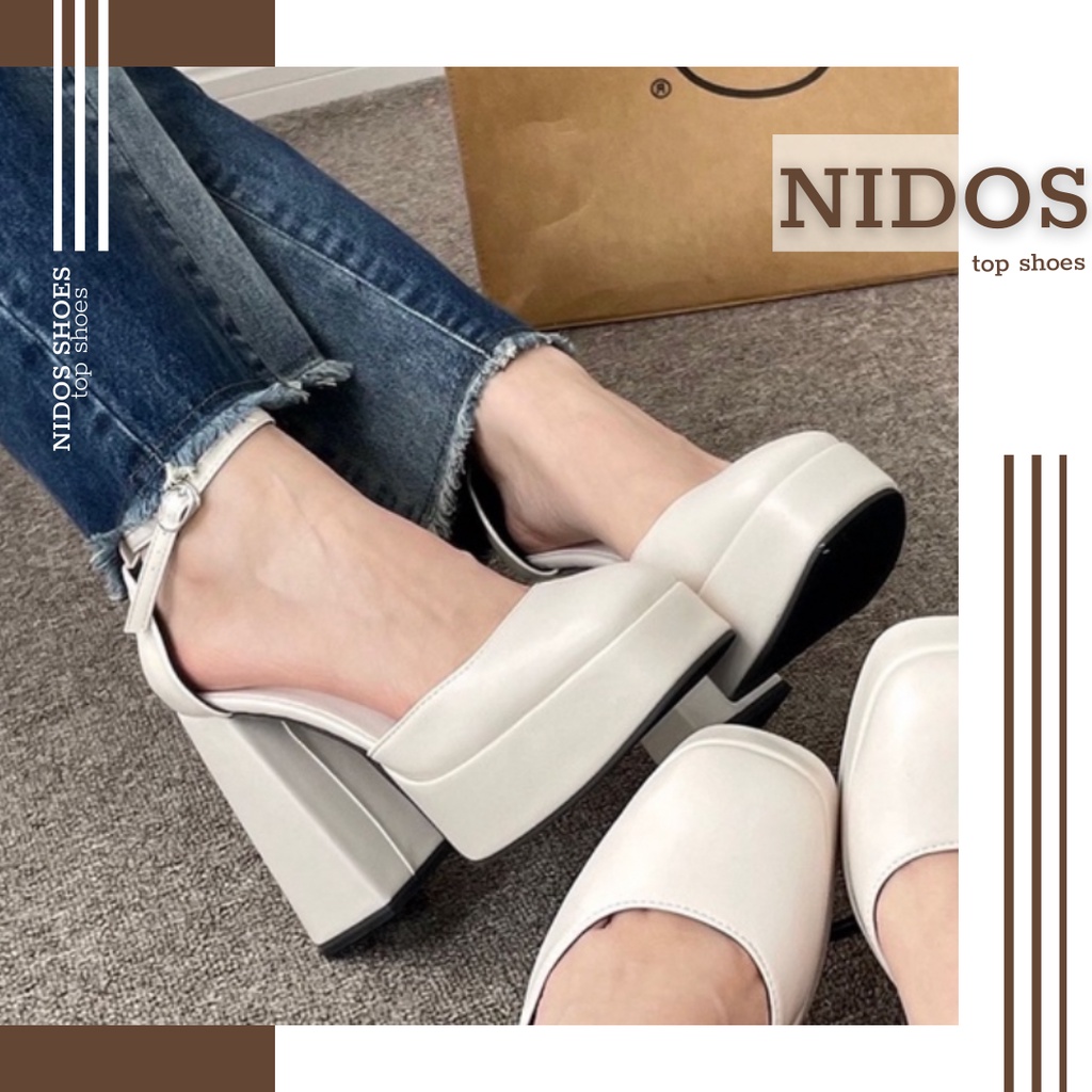 Giày Cao Gót Nữ Mary Jane đế trụ vuông đế cao 12cm Siêu Đẹp - Giày Cao Gót Lolita