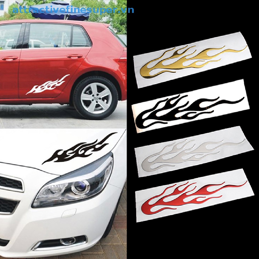 Miếng Dán Vinyl Phản Quang Họa Tiết Ngọn Lửa 3D Trang Trí Xe Hơi / Xe Máy