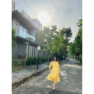 ĐẦM LỤA VÀNG HOA 2 LỚP