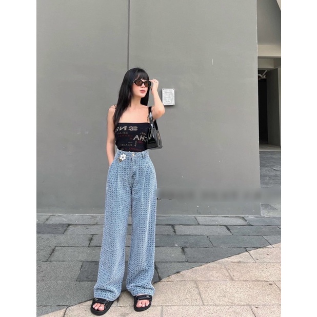 Quần jean nữ ống rộng lưng cao hàng chuẩn form hàng HOT GIRL - Shop Vương Bup