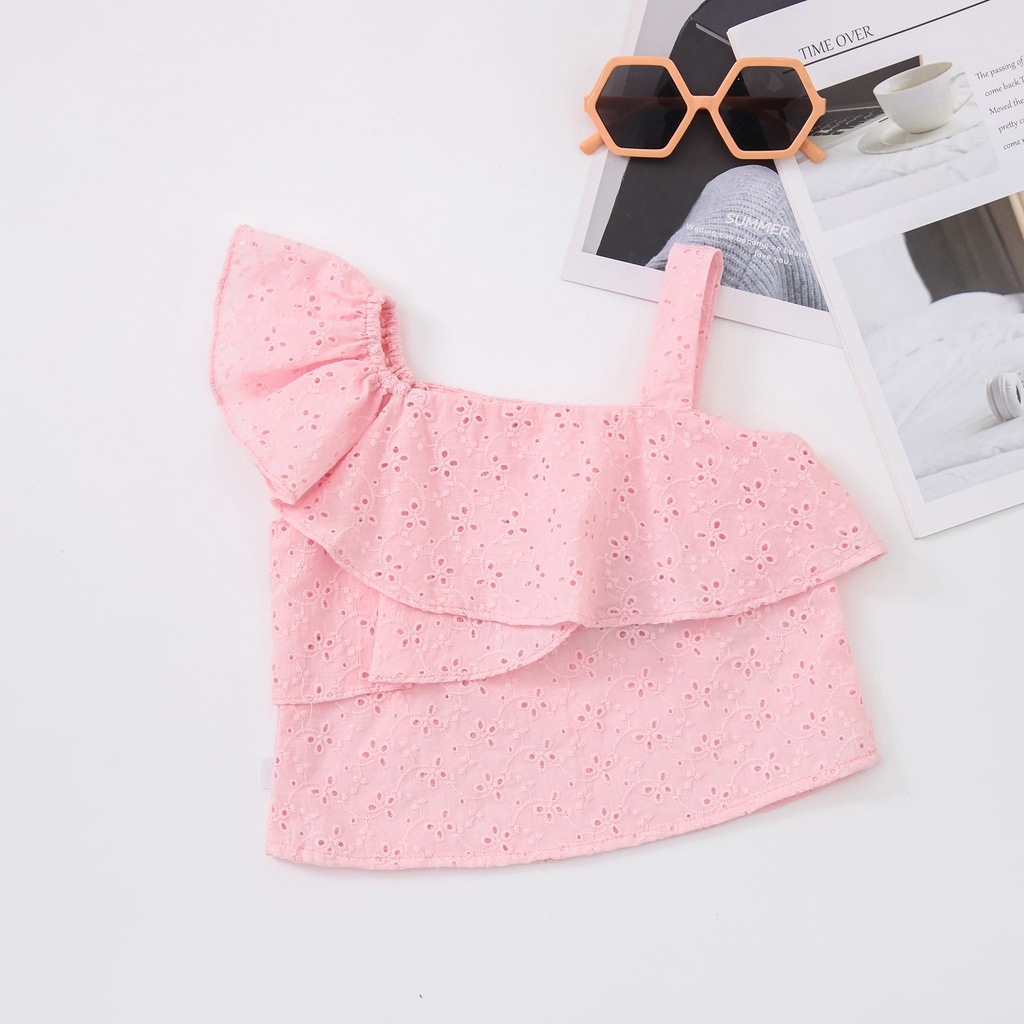 [25.6 GIẢM 40K ĐƠN 299K] Áo dây vai lệch bé gái ILABY chất liệu thô [22IG1506A3DL]