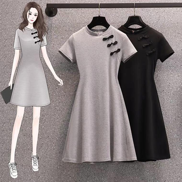 Sườn Xám Cách Tân Dáng Chữ A Màu Trơn Phong Cách Hàn Quốc Thời Trang Cho Nữ