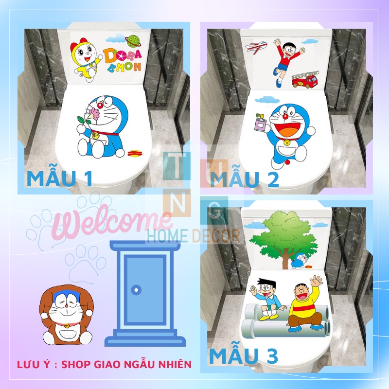 Decal dán toilet trang trí dễ thương, chất liệu PVC siêu bền không thấm nước