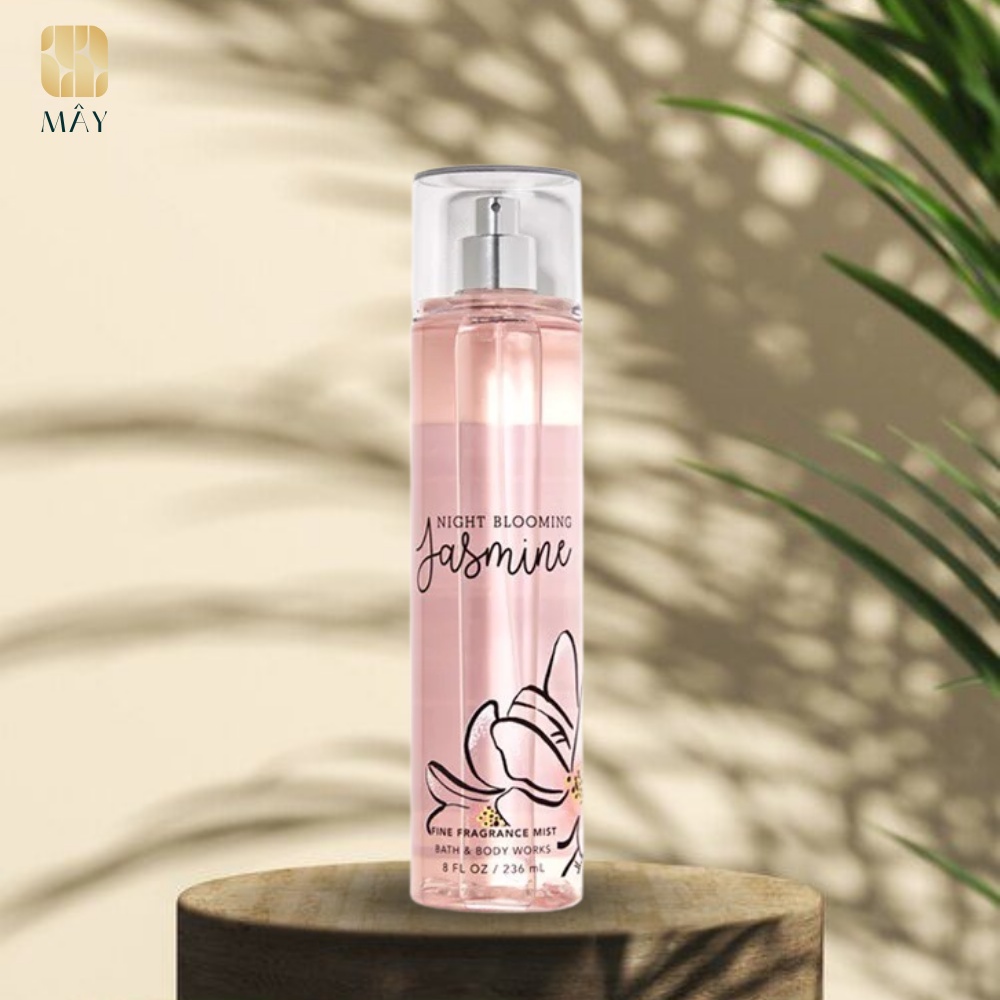 Body mist NIGHT BLOOMING JASMINE - Xịt khử mùi toàn thân mùi Body Mist Bath And Body Works Mỹ 236ml