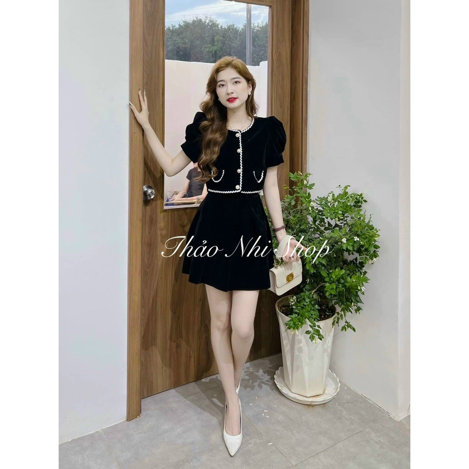 Sét Dạ Tiêu Viền Ren 2 Màu kèm Chân Váy gợi cảm phong cách trẻ phá cách việt DDS30