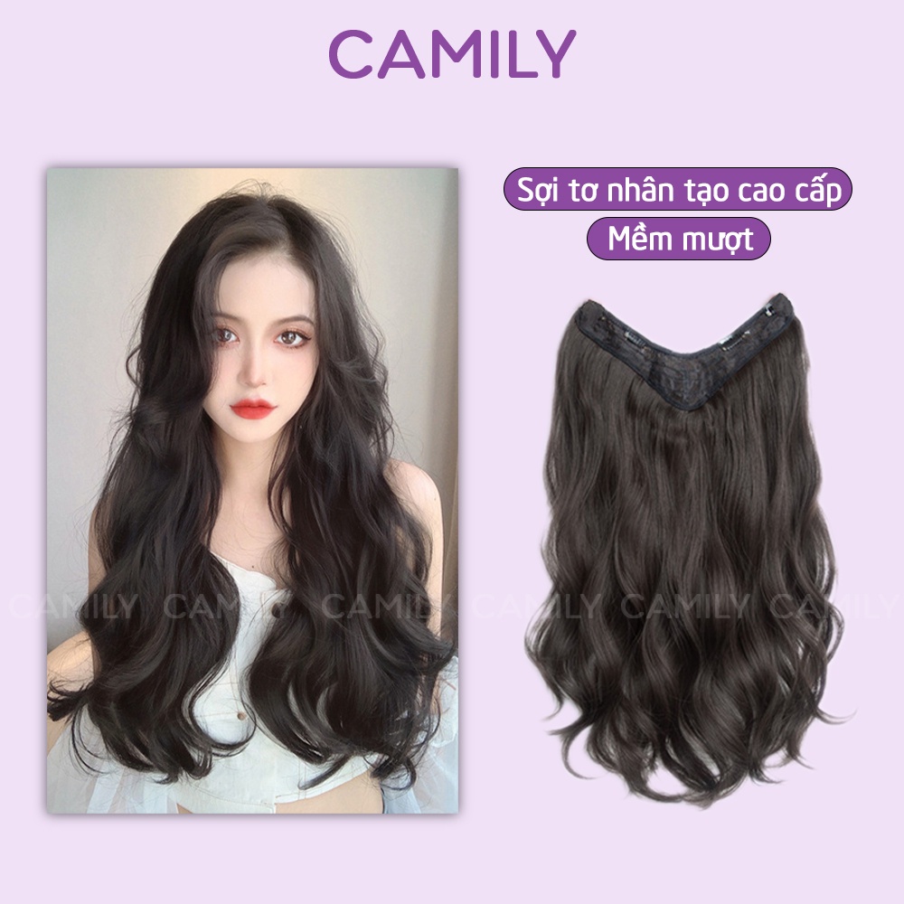 Tóc giả nữ Camily kẹp tóc chữ U 5 phím xoăn sóng làm dày tóc CM05