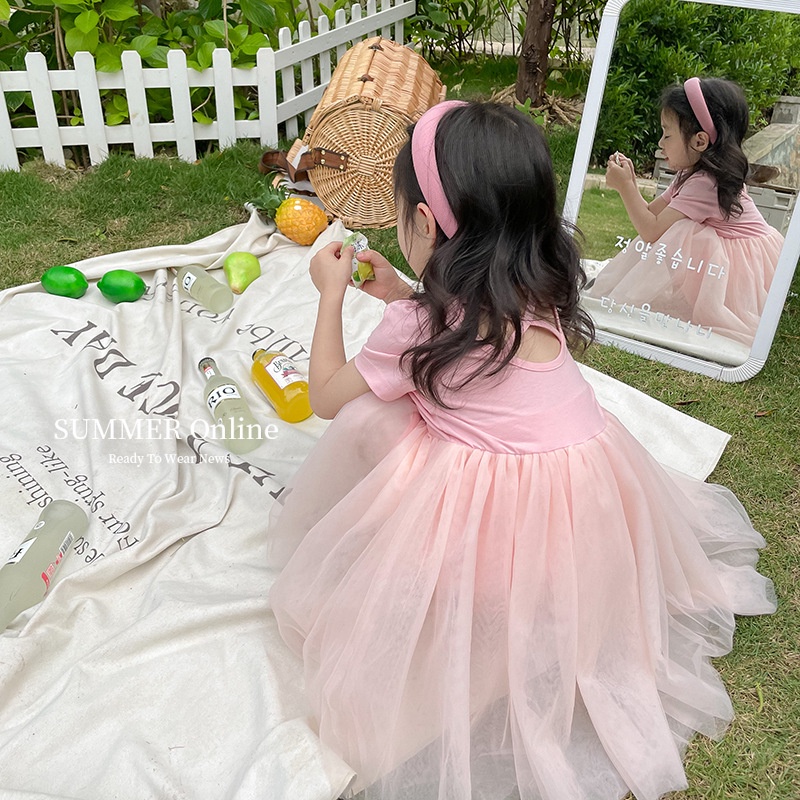 Váy công chúa trẻ em từ 8-35kg kiểu váy múa bale mùa hè tiểu thư sành điệu chính hãng Ambb Kids mã V111