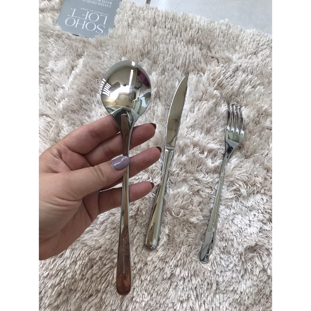 Bộ Dao muỗng  nĩa  ăn bít tết, Inox cao cấp sáng bóng, tinh tế, thiết kế sang trọng VIVO