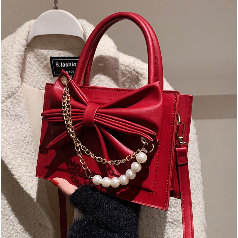 Túi Xách JASMIN NOIR Da PU Hình Hộp Phối Dây Xích Thời Trang Dành Cho Nữ