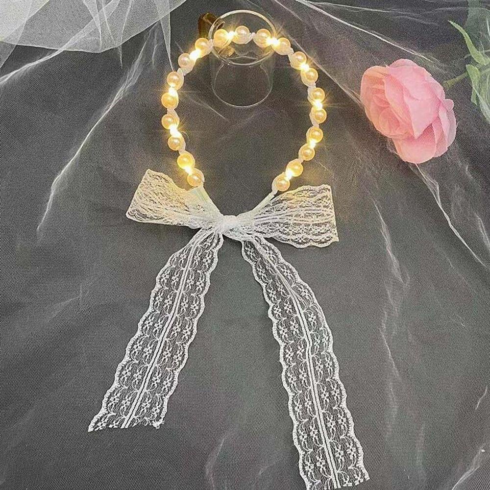 TWINKLE Băng Đô Cài Tóc Phối Ren Và Đèn LED Thời Trang Cho Nữ
