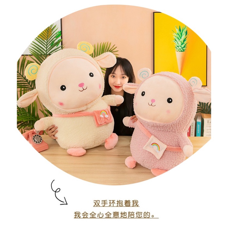 Ba Lô Lông Cừu 8 Inch Màu Cầu Vồng Mới Cho Bé Gái