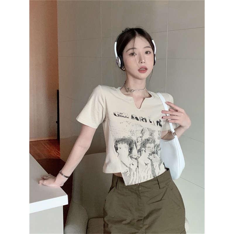 NRVP Áo thun ngắn tay dáng ôm thời trang cho nữ