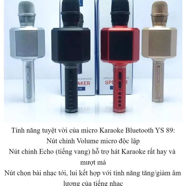 Micro bluetooth mini đa năng GrownTech YS 89 karaoke thu âm, kiêm loa bluetooth dùng thử 7 ngày bảo hành 24 tháng