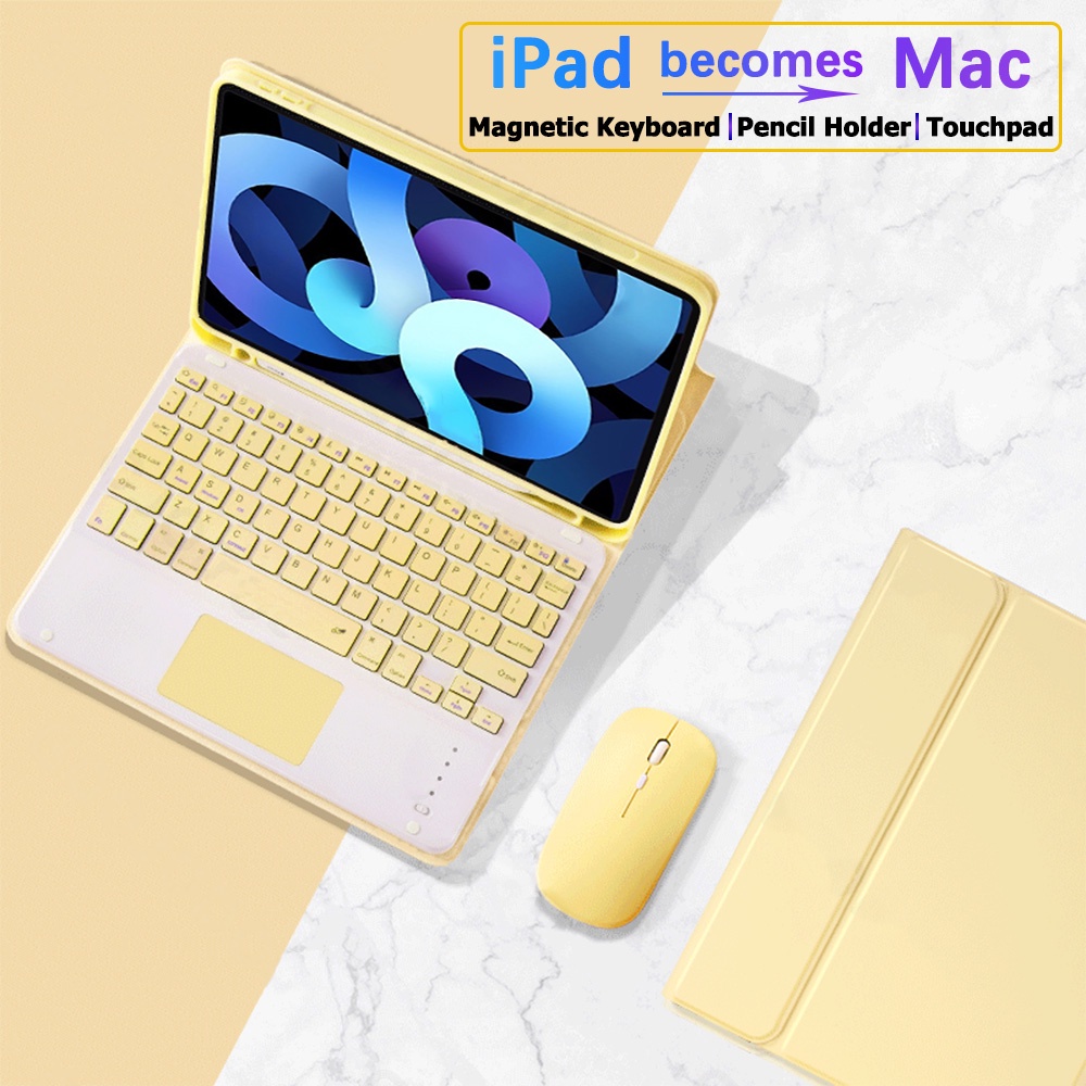 Bao Da Máy Tính Bảng Có Bàn Phím Bluetooth Cho iPad 7th 8th Air2 Air3 Air4 9.7 10.2 10.9 Mini 4 5 Pro 11