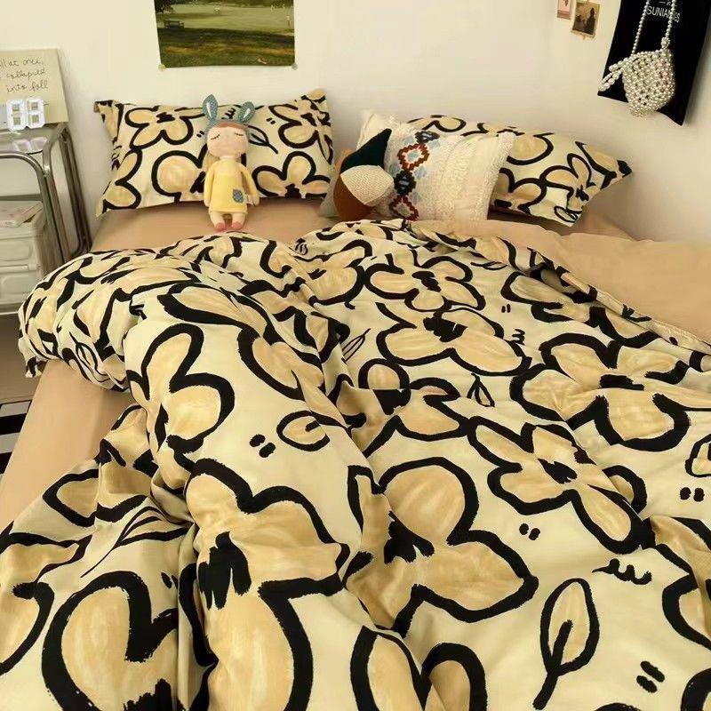 Bộ Chăn Ga Và Vỏ Gối cotton 1.8M Họa Tiết Ngôi Sao Năm Cánh Đơn Giản