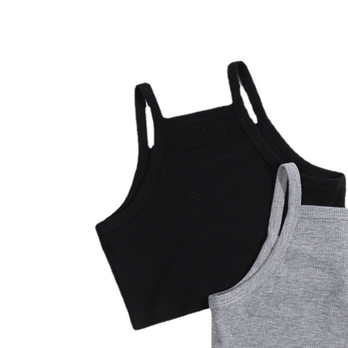 Áo Croptop Sát Nách Màu Trơn Chất Liệu Cotton Thời Trang Mùa Hè Cho Bé Gái