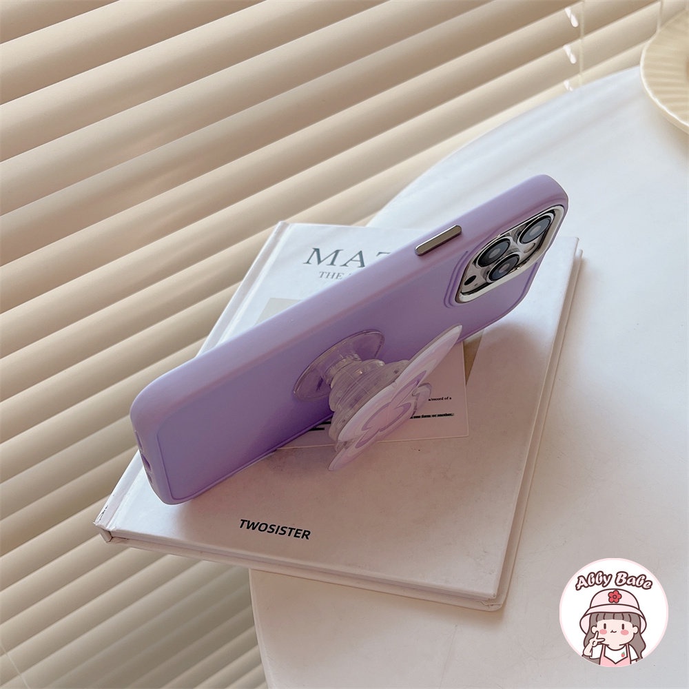 Ốp Điện Thoại TPU Mềm Bo Viền Hình Bướm Màu Tím Tarot Gắn Giá Đỡ Kim Loại Bóng Cho IPhone 14 Pro Max 13 12 11 Pro Max