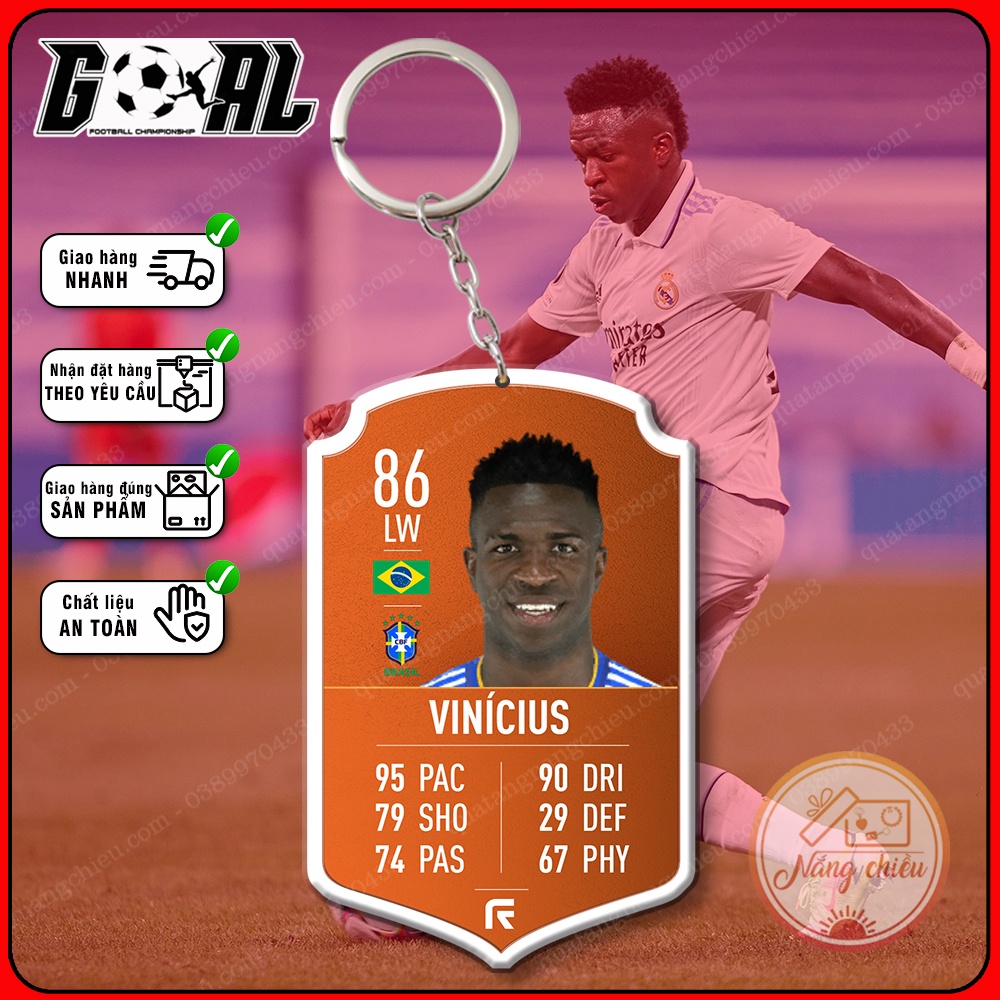 Móc khóa in hình Vinicius Juniors -Phụ kiện móc khóa treo balo gaming - cầu thủ được yêu thích nhất[8637-8648]