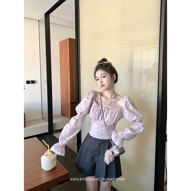 Áo Kiểu Tay Phồng Họa Tiết Hoa Thiết Kế Mới Thời Trang Mùa Xuân Dành Cho Nữ