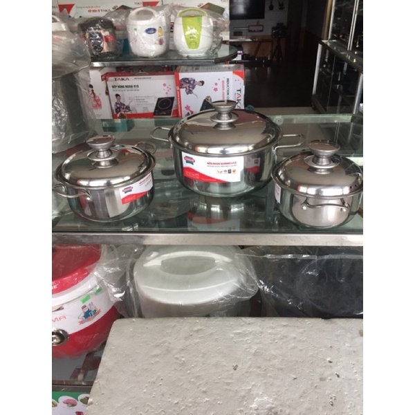Bộ nồi INOX SunHouse Model :SH 224 (Size 16-18-24) - Hàng chính hãng