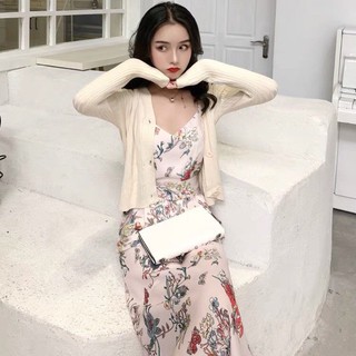 Set có bán rời khoác len+ đầm vintage quảng châu