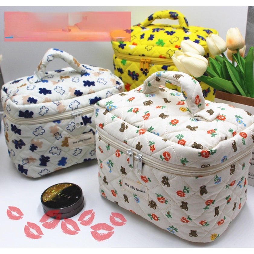 Túi Đựng Đồ Trang Điểm Họa Tiết Hoa Dung Tích Lớn Tiện Dụng Khi Đi Du Lịch