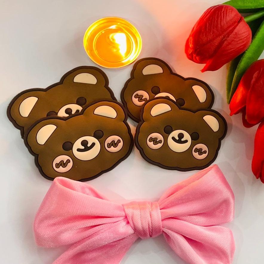 SKC3 GẤU MÁ HỒNG Sticker đính dán dép mẫu mới  dễ thương cho nam nữ phù hợp mọi loại dép