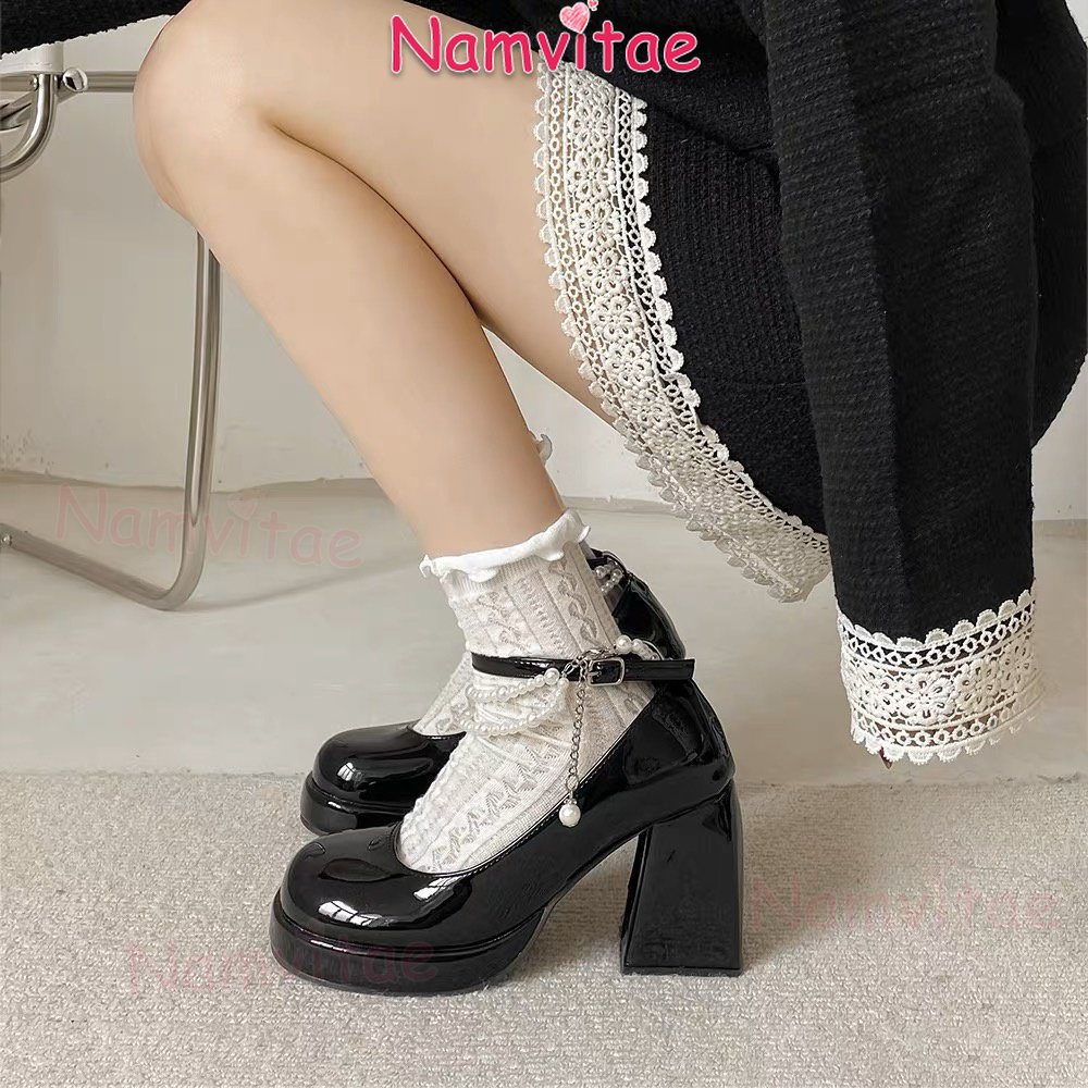 Giày Cao Gót Mũi Tròn Phong Cách Thời Trang Lolita Dành Cho Nữ