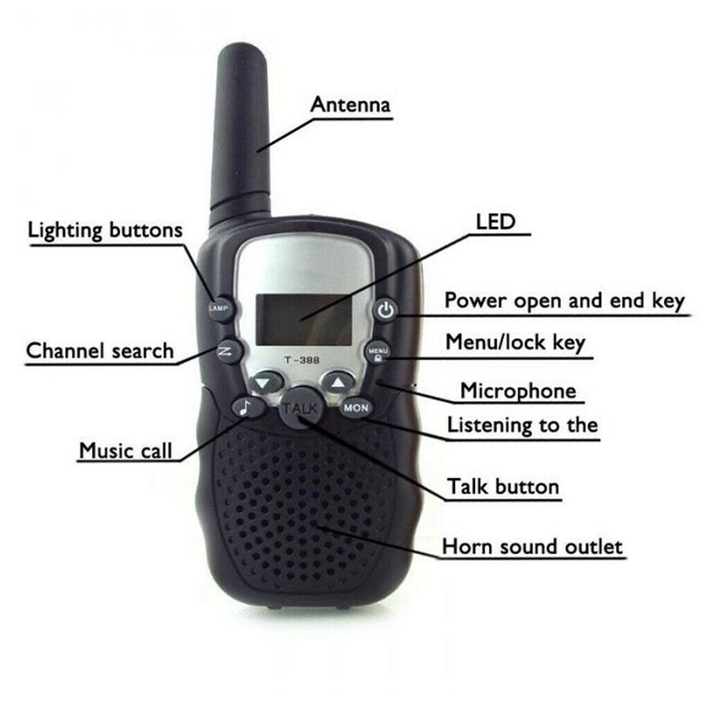 1 Cặp Bộ Đàm Điện Đàm Màn Hình LCD Hai Chiều Tự Động Quét Liên Lạc EU 446MHz Màu Đen Cho Bé