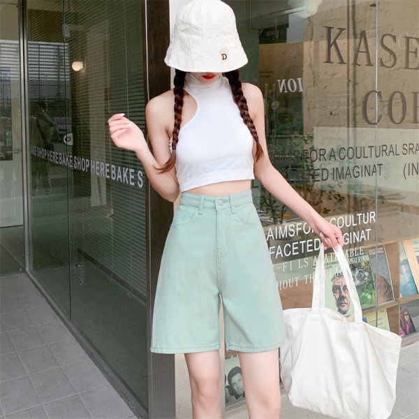 Quần short SUXI denim lưng cao ôm dáng phong cách Hàn Quốc thời trang xuân hè cho nữ