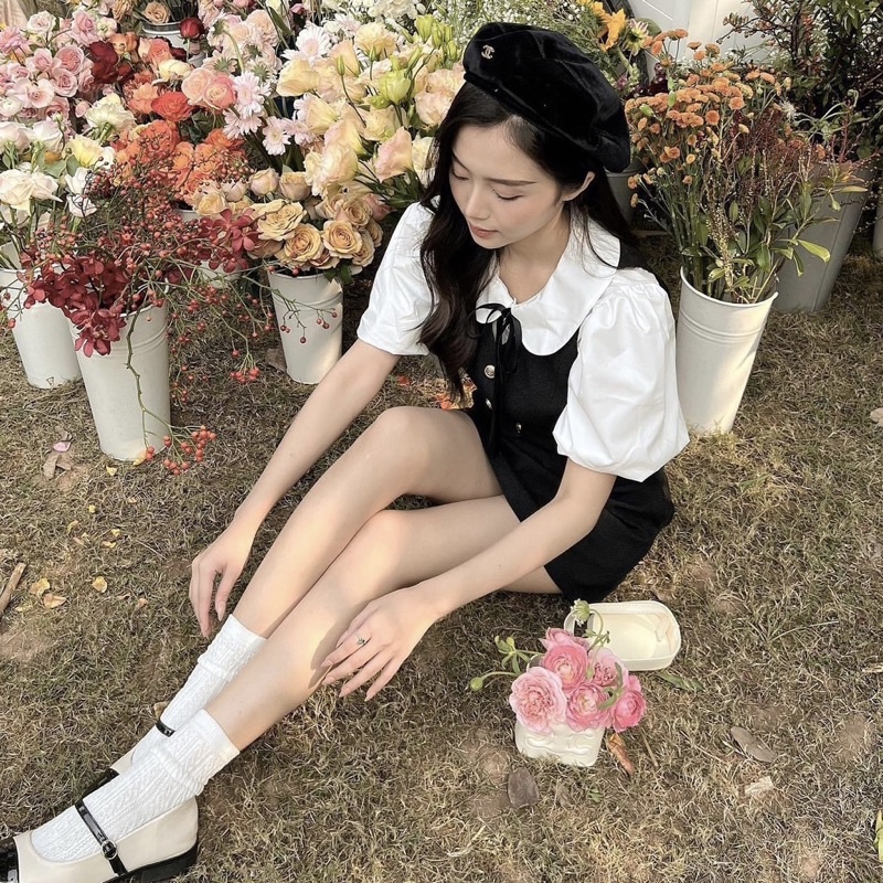 Set Váy 3 Món Gồm Áo Gile Mix Sơmi Trắng Kèm Chân Váy Dylei Có Ảnh Thật