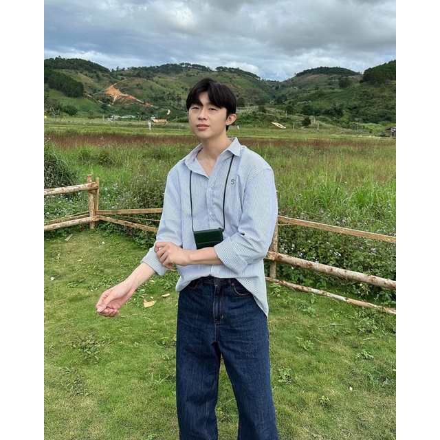 Áo sơ mi Silencestandard Premium Oxford Shirt Logo S thêu/ kẻ đen